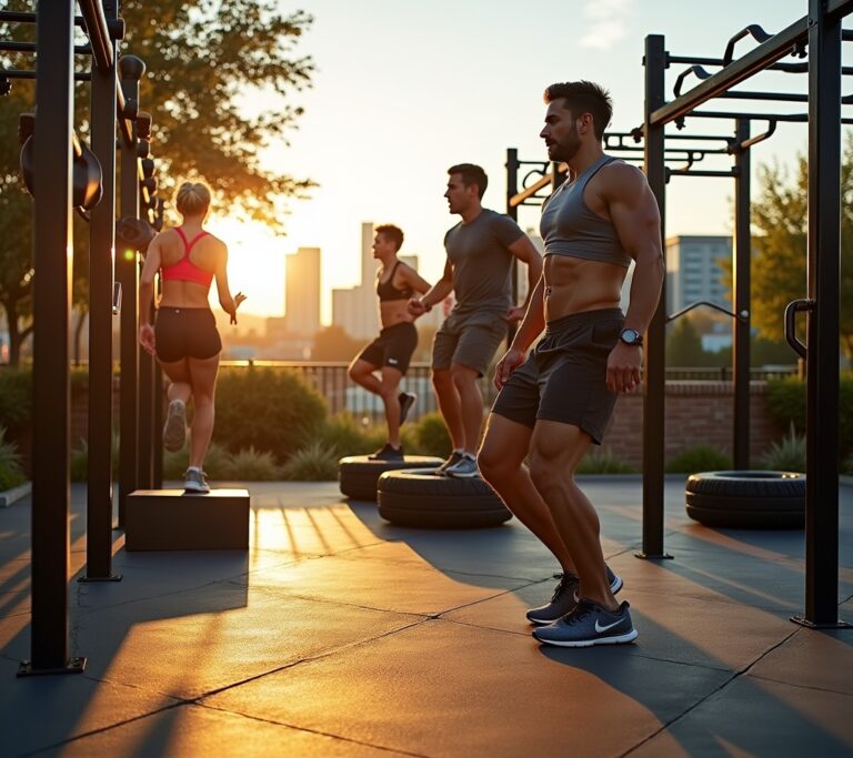 Person doing box jumps on a park bench