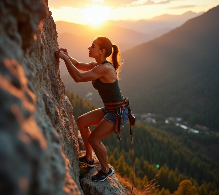 Climber on a natural rock face