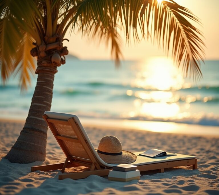 Person on a beach with closed laptop bag