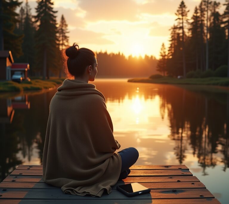 Person camping with no tech visible