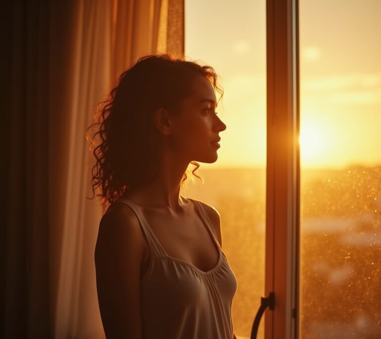 Person by a large window with natural light