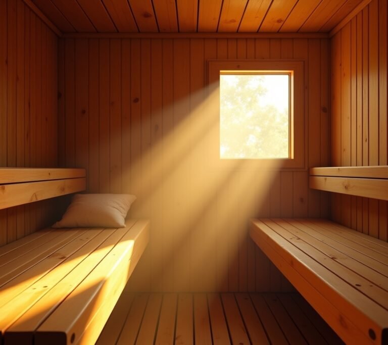Outdoor sauna cabin near a forest