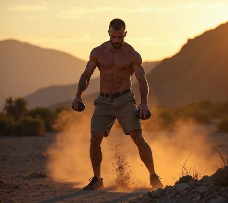 Person doing lunges on an uneven hillside