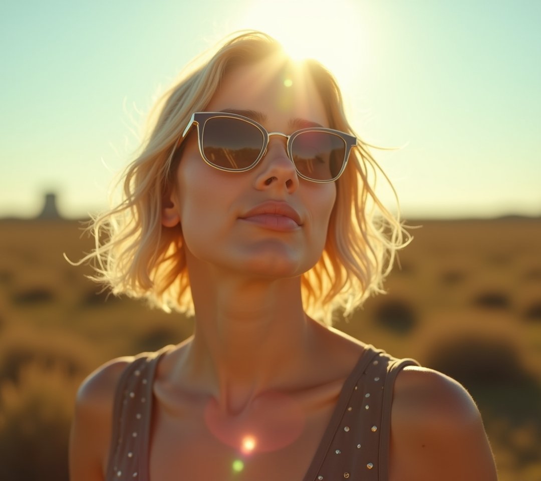 Person outside at sunrise without sunglasses